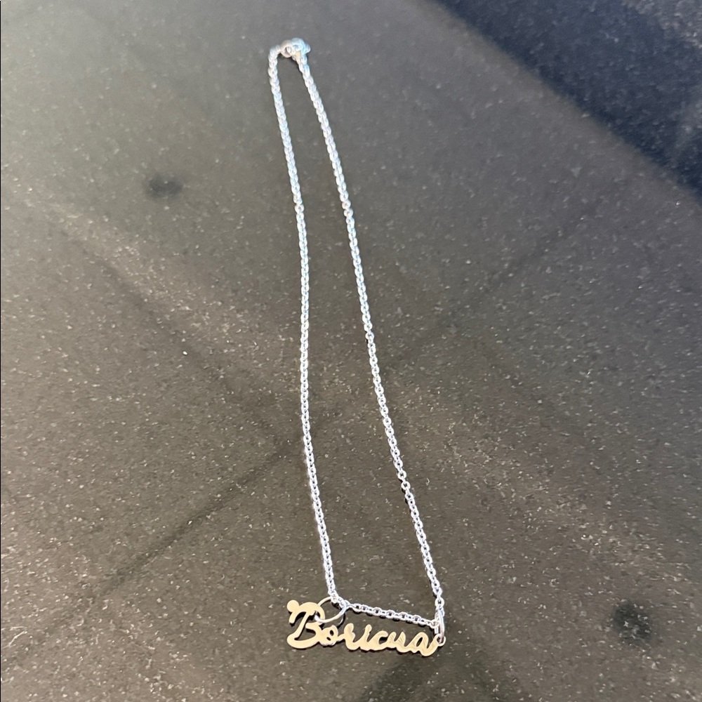 Silver-Toned Boriqua Necklace